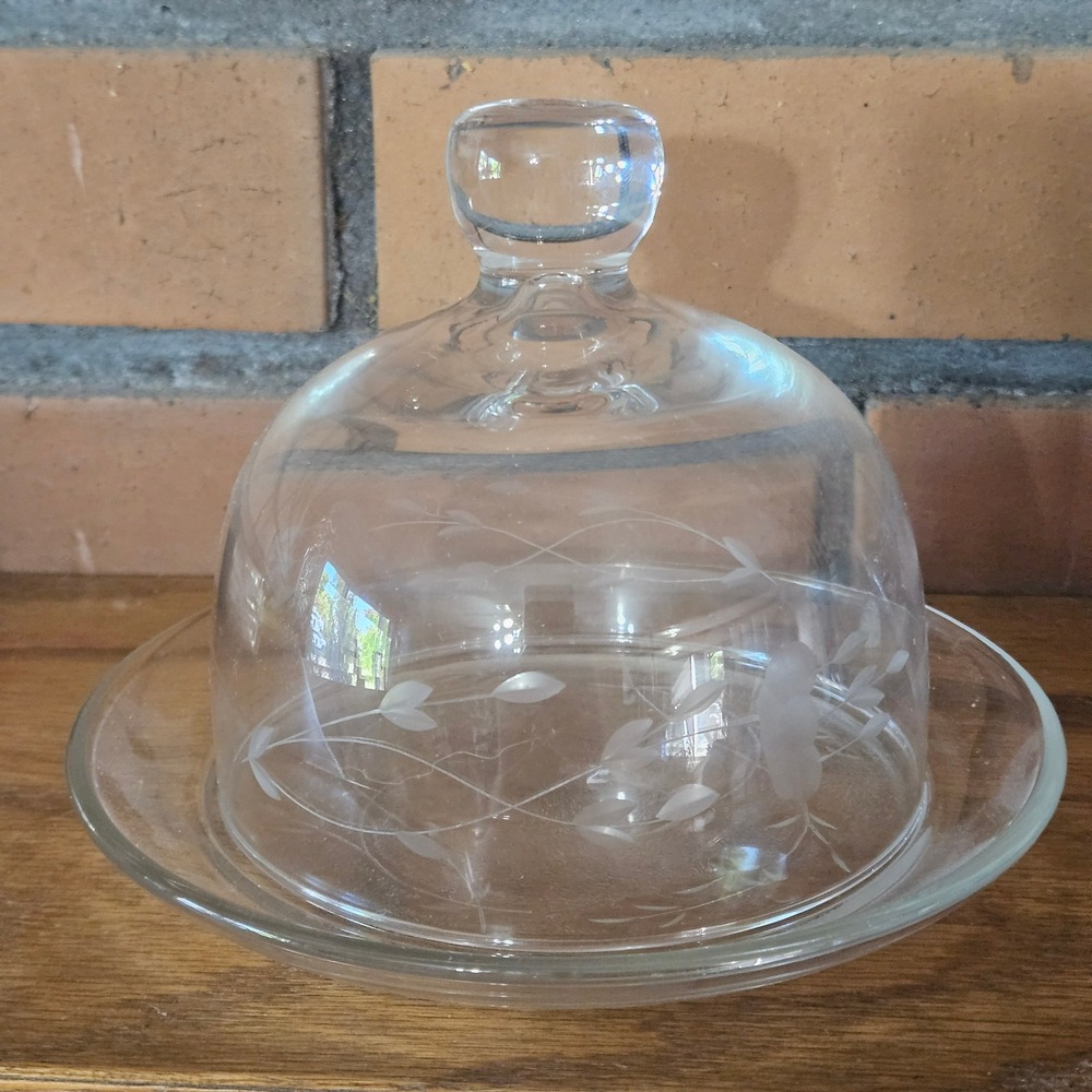 Vintage Princess House Heritage Butter Cheese Dome Etched Floral